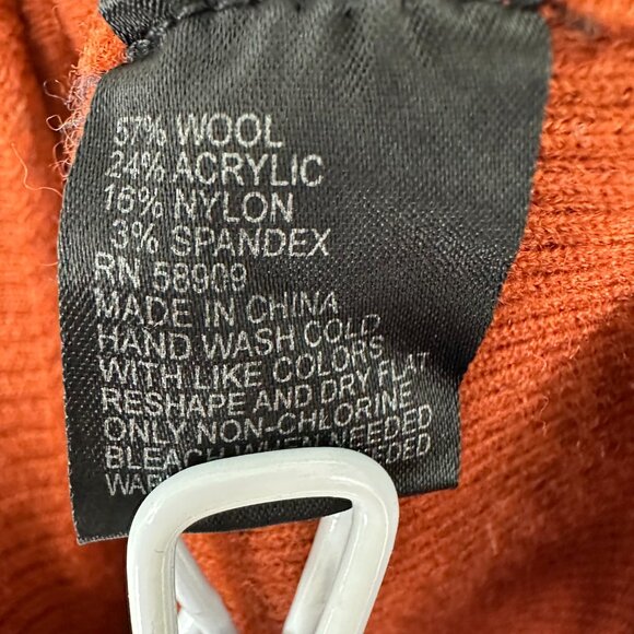 Antonio Melanie Ruffle Trim Cardigan Sweater S Womens Wool V Neck Burnt Orange - Picture 7 of 7